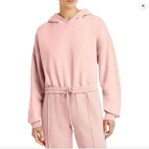 Jonathan Simkhai Annie Pink Cropped Drawstring Waist Pullover Hoodie | SZ S